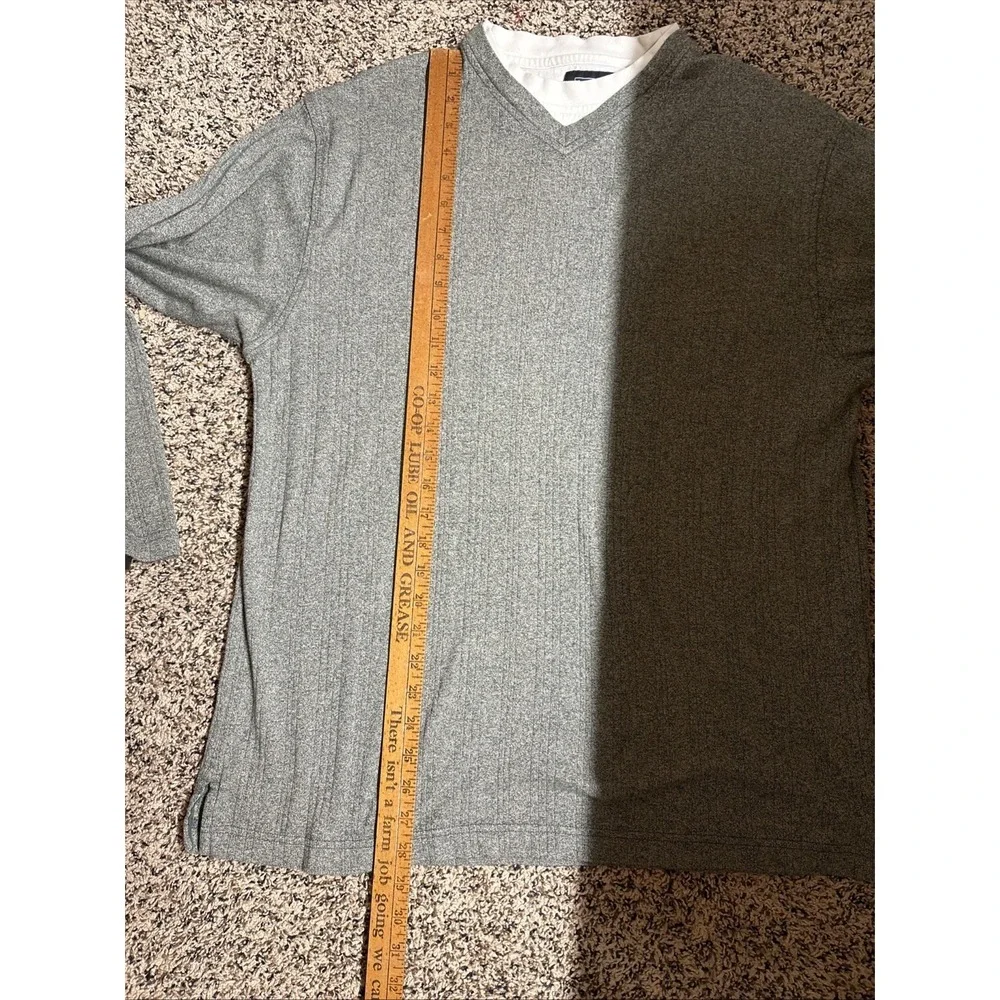 Haggar Sweater Mens Large Green Long Sleeve Ribbed V-Neck 90s Style Preppy